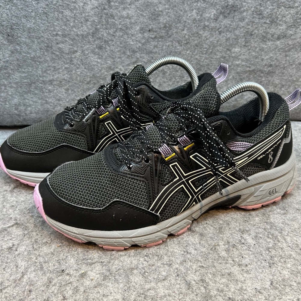 Asics GEL Venture 8 Trail Running Shoes Women's Black Pink Athletic Sneakers 10‎